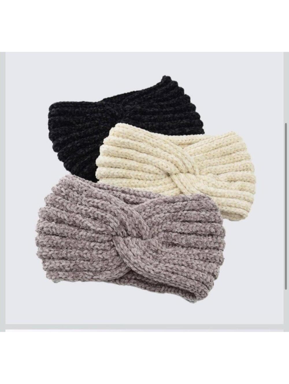 3 Winter Headbands Ear Warmers Outdoor Knit Style Cold Weather Hair Accessories